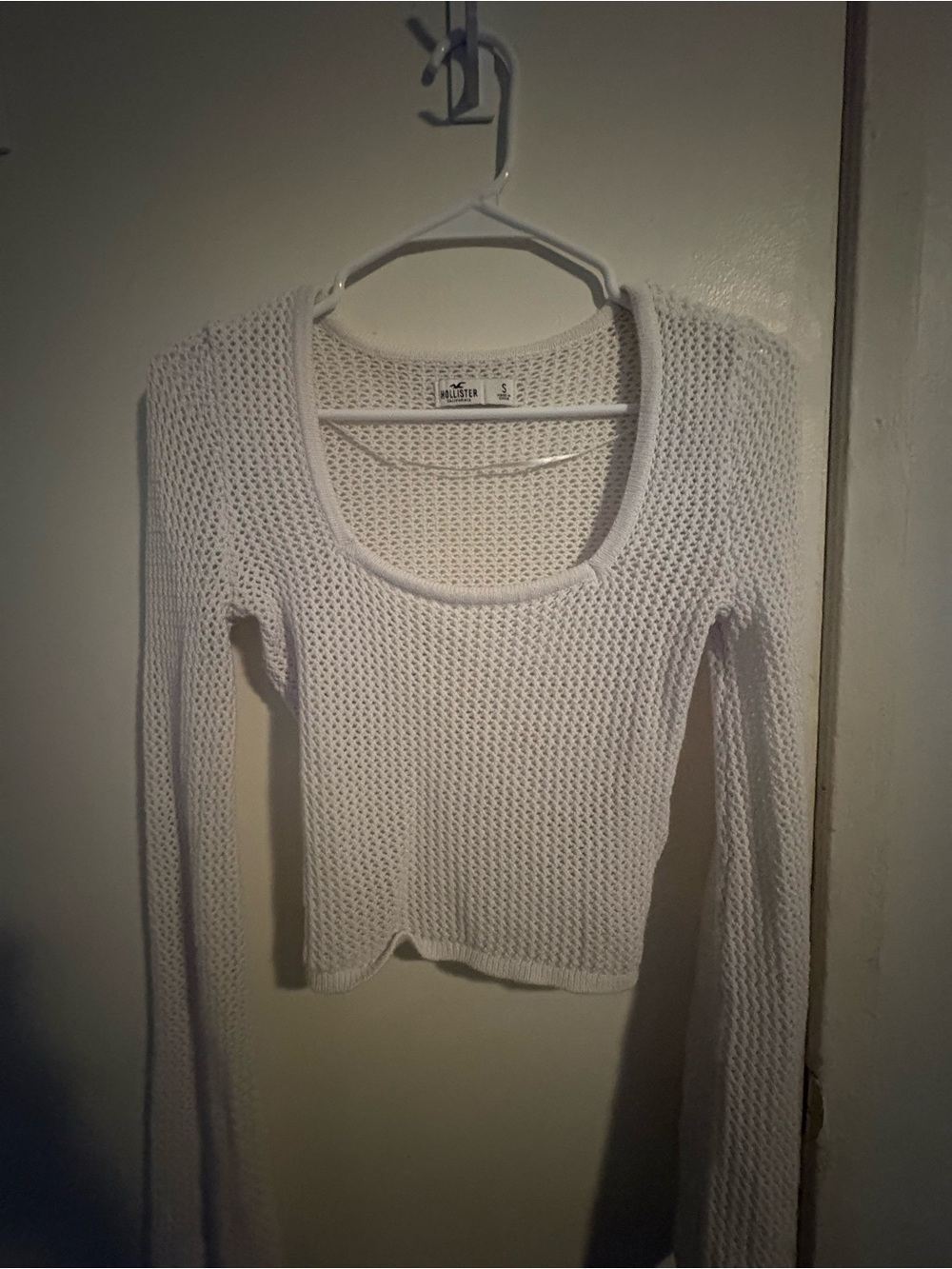 Hollister White Open-Weave Scoop Neck Knit Top